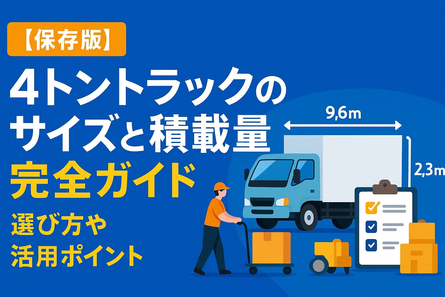 【保存版】4トントラックのサイズと積載量完全ガイド|選び方や活用ポイントも解説!