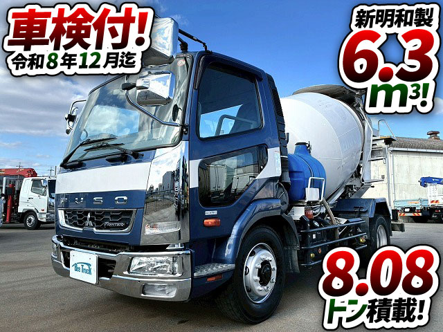 2159 QKG-FK72FZ 保証対象車両 車検付 令和8年12月迄 H27 三菱ふそう 増トンファイター コンクリートミキサー車 新明和工業 6.3立米 ショートキャブ/ベッドレス 240馬力 6速 MT マニュアル 8トン積載 8t 15t 中型 増トン コンクリ作業車(1枚目)