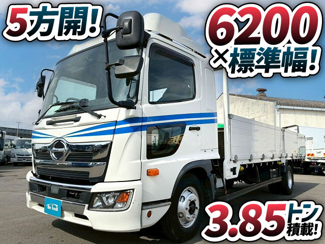 2177 2KG-FD2ABA  R2 レンジャー アルミブロック フルキャブ/ベッド付き 6200 標準幅 リーフサスペンション 5方開アオリ ハイブロック プロシフト AT セミオートマ 4t 8t 中型 平ボディ キャブオーバー（1枚目）