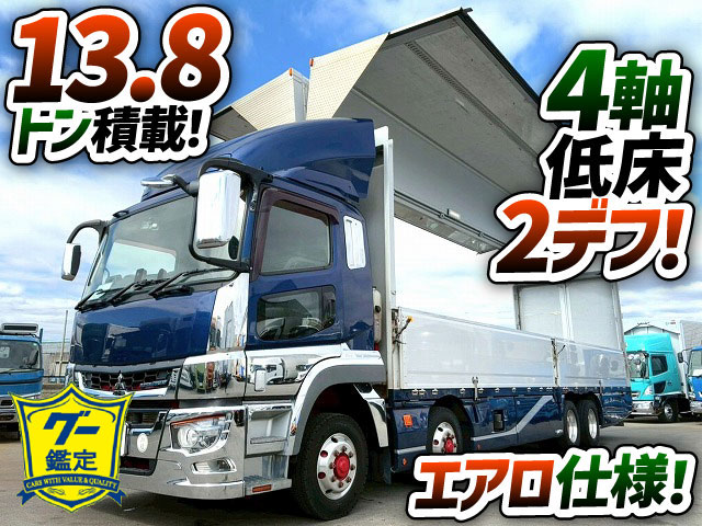 K-2140 2PG-FS74HZ H30 三菱ふそう スーパーグレート アルミウイング ワンオーナー 8×4 4軸低床2デフ 後輪エアサス パブコ エアロパーツ エアロ仕様 13.8トン積載 394馬力 シフトパイロット AT 10t 25t 大型 パネルウイング（1枚目）