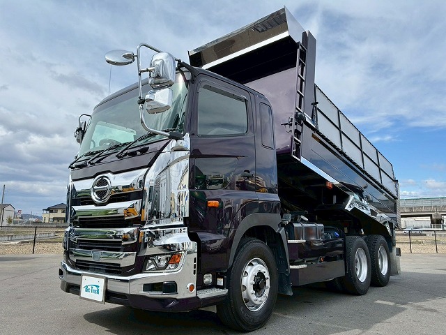 K-2160 2DG-FS1AGA  車検付 令和9年3月迄 R2 日野 プロフィア ダンプ ワンオーナー 6×4 3軸2デフ 永久磁石式リターダ 新明和工業 380馬力 7速 MT マニュアル 10t 20t 大型 土砂ダンプ（2枚目）