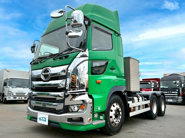 K-2111 2DG-SS1EKGG  検切れナンバー付き H30 日野 プロフィア トラクターヘッド ワンオーナー ハイルーフ 6×4 3軸2デフ 後輪エアサス 永久磁石式リターダ 450馬力 7速MT マニュアル 10t 53t 大型 牽引 2デフヘッド ダブルデフ（3枚目）