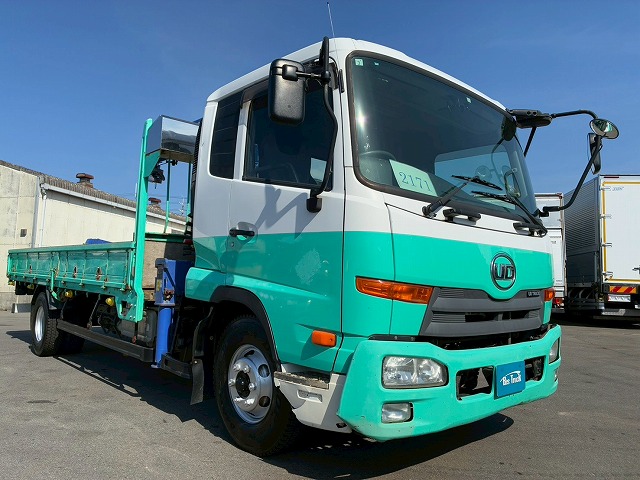 2171 TKG-MK38L  保証対象車両 H27 UDトラックス コンドル 4段クレーン フルキャブ/ベッド付き タダノ TADANO ラジコン フックイン 215馬力 6速 MT マニュアル 4t 8t 中型 ユニック車 カーゴクレーン（10枚目）