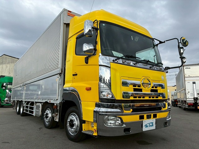 2174 QPG-FW1EXEG  H29 日野 プロフィア アルミウイング ハイルーフ 8×4 4軸低床2デフ 後輪エアサス 永久磁石式リターダ 背高 380馬力 E13C プロシフト AT セミオートマ 10t 25t 大型 バン 箱車（11枚目）