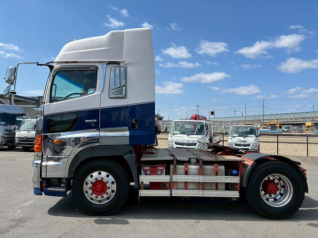 2166 LKG-SH1EDAG  H23 日野 トラクターヘッド ハイルーフ 後輪エアサス 海コン緩和 第5輪荷重 11500kg 11.5トン 永久磁石式リターダ 410馬力 プロシフト AT セミオートマ 10t 46t 大型 牽引 シングルヘッド（12枚目）