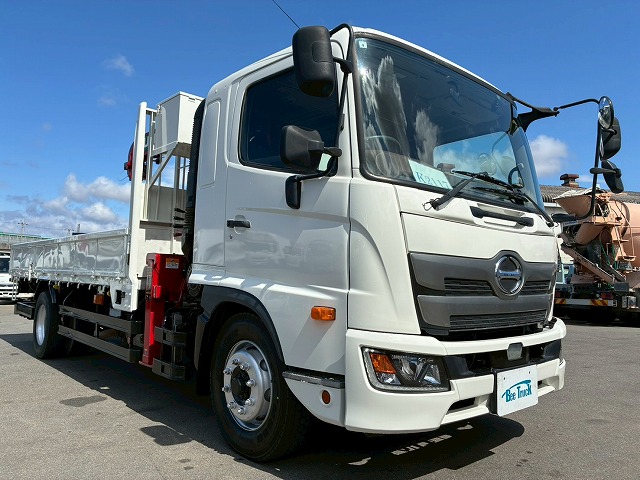 K-2117 2KG-FE2ABA  保証対象車両 H30 日野 増トンレンジャー 4段クレーン ワンオーナー フルキャブ/ベッド付き 古河ユニック UNIC 2.93t ラジコン フックイン 角足アウトリガー ジャッキ 240馬力 6速 MT マニュアル 7t 8t 14t 中型 大型 カーゴクレーン（14枚目）