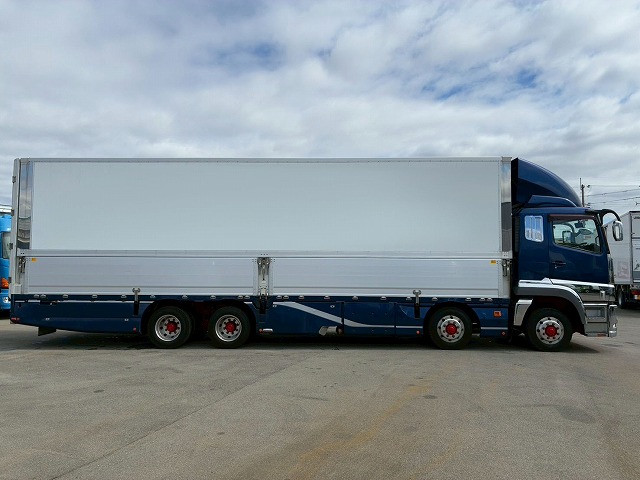 K-2140 2PG-FS74HZ H30 三菱ふそう スーパーグレート アルミウイング ワンオーナー 8×4 4軸低床2デフ 後輪エアサス パブコ エアロパーツ エアロ仕様 13.8トン積載 394馬力 シフトパイロット AT 10t 25t 大型 パネルウイング（14枚目）