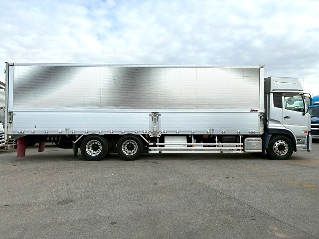 2071 QKG-CD5ZA  H26 UDトラックス クオン アルミウイング 6×2 3軸1デフ 後輪エアサス 日本フルハーフ ラッシング スタンション 380馬力 エスコット AT 10t 25t 大型 バン 箱車（14枚目）