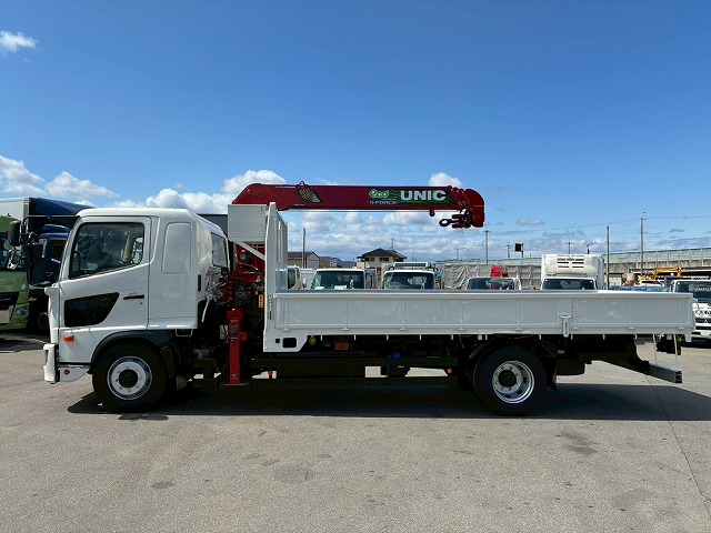 K-2117 2KG-FE2ABA  保証対象車両 H30 日野 増トンレンジャー 4段クレーン ワンオーナー フルキャブ/ベッド付き 古河ユニック UNIC 2.93t ラジコン フックイン 角足アウトリガー ジャッキ 240馬力 6速 MT マニュアル 7t 8t 14t 中型 大型 カーゴクレーン（15枚目）