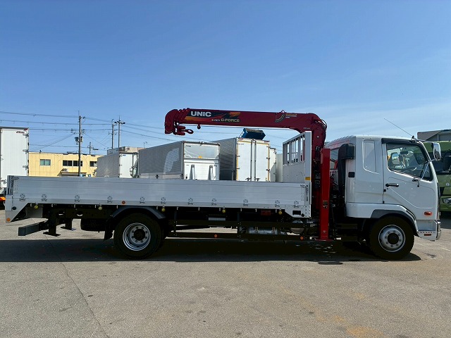 K-2148 2KG-FK62FZ 保証対象車両 R5 三菱ふそう 増トンファイター 4段セルフクレーン フルキャブ/ベッド付き 古河ユニック UNIC ラジコン フックイン ハイジャッキ ロングジャッキ アルミブロック 240馬力 6速 MT マニュアル 7.5t 14t 中型 大型 回送車 重機運搬車(15枚目)