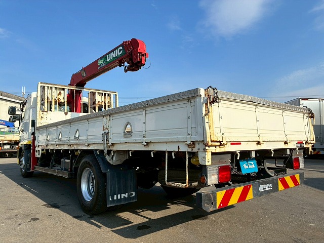 K2107 2KG-FD2ABA 保証対象車両 車検付 令和8年11月迄 H29 日野 レンジャー 4段クレーン ワンオーナー フルキャブ/ベッド付き 古河ユニック UNIC ラジコン フックイン 角足アウトリガー 6速 MT マニュアル 4t 8t 中型 カーゴクレーン（17枚目）