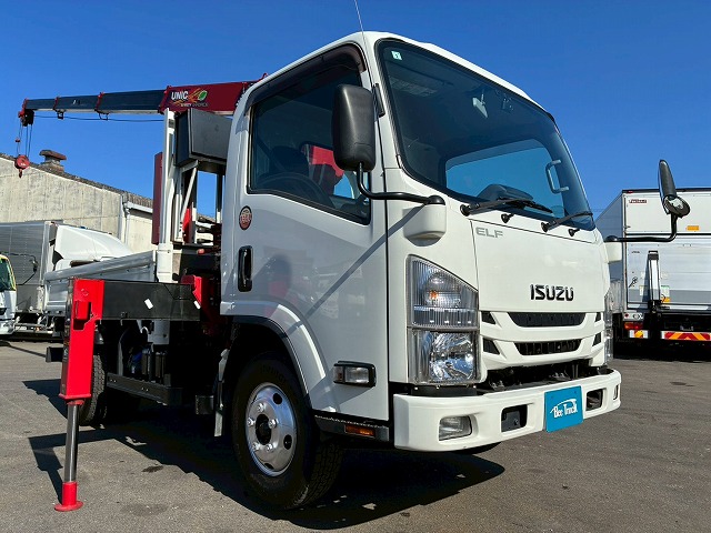 2133 2RG-NMR88R 保証対象車両 R3 いすゞ エルフ 4段クレーン ハイキャブ ショート 10尺ボディ 3トン積載 古河ユニック UNIC ラジコン フックイン 150馬力 6速 MT マニュアル 3t 7t 小型 ユニック車 カーゴクレーン(4枚目)