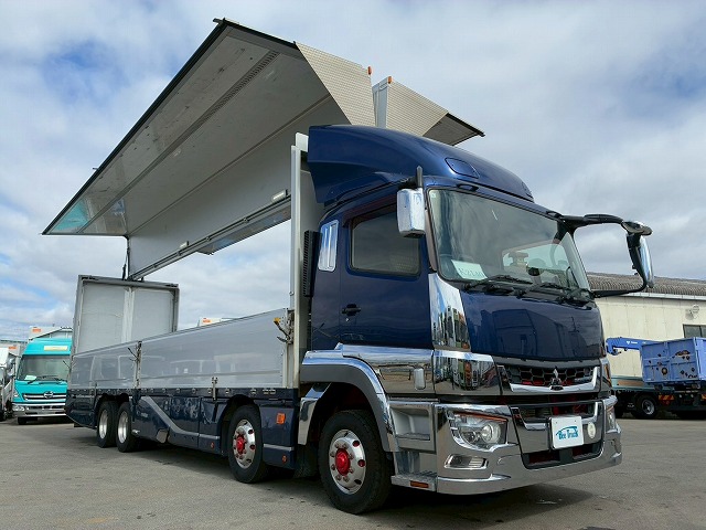 K-2140 2PG-FS74HZ H30 三菱ふそう スーパーグレート アルミウイング ワンオーナー 8×4 4軸低床2デフ 後輪エアサス パブコ エアロパーツ エアロ仕様 13.8トン積載 394馬力 シフトパイロット AT 10t 25t 大型 パネルウイング（4枚目）