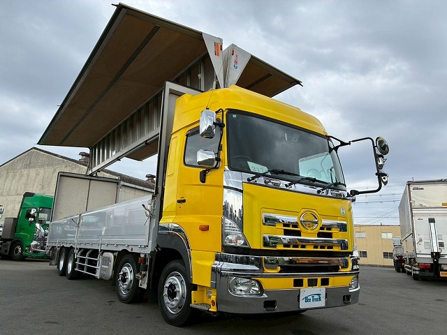 2174 QPG-FW1EXEG  H29 日野 プロフィア アルミウイング ハイルーフ 8×4 4軸低床2デフ 後輪エアサス 永久磁石式リターダ 背高 380馬力 E13C プロシフト AT セミオートマ 10t 25t 大型 バン 箱車（3枚目）