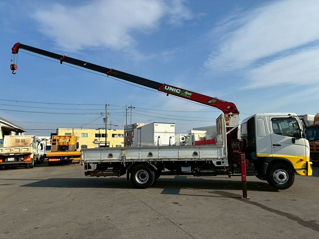 K2107 2KG-FD2ABA 保証対象車両 車検付 令和8年11月迄 H29 日野 レンジャー 4段クレーン ワンオーナー フルキャブ/ベッド付き 古河ユニック UNIC ラジコン フックイン 角足アウトリガー 6速 MT マニュアル 4t 8t 中型 カーゴクレーン（29枚目）