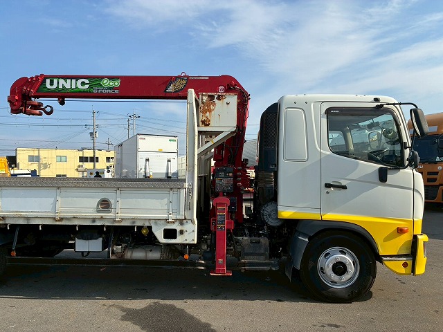 K2107 2KG-FD2ABA 保証対象車両 車検付 令和8年11月迄 H29 日野 レンジャー 4段クレーン ワンオーナー フルキャブ/ベッド付き 古河ユニック UNIC ラジコン フックイン 角足アウトリガー 6速 MT マニュアル 4t 8t 中型 カーゴクレーン（31枚目）