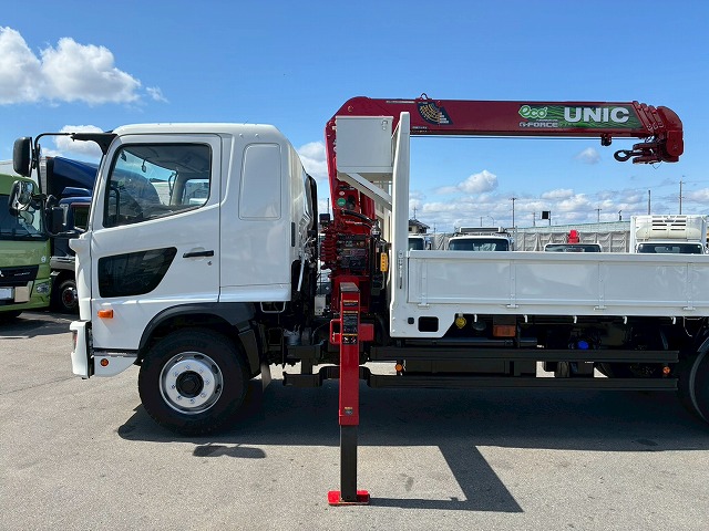 K-2117 2KG-FE2ABA  保証対象車両 H30 日野 増トンレンジャー 4段クレーン ワンオーナー フルキャブ/ベッド付き 古河ユニック UNIC 2.93t ラジコン フックイン 角足アウトリガー ジャッキ 240馬力 6速 MT マニュアル 7t 8t 14t 中型 大型 カーゴクレーン（34枚目）