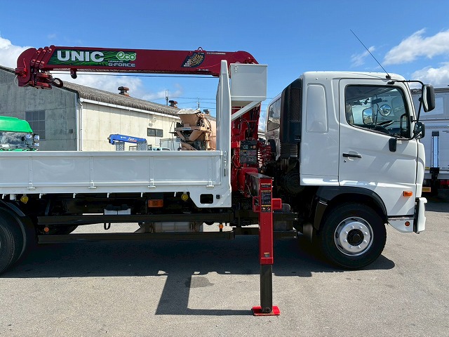 K-2117 2KG-FE2ABA  保証対象車両 H30 日野 増トンレンジャー 4段クレーン ワンオーナー フルキャブ/ベッド付き 古河ユニック UNIC 2.93t ラジコン フックイン 角足アウトリガー ジャッキ 240馬力 6速 MT マニュアル 7t 8t 14t 中型 大型 カーゴクレーン（35枚目）