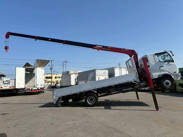 K-2148 2KG-FK62FZ 保証対象車両 R5 三菱ふそう 増トンファイター 4段セルフクレーン フルキャブ/ベッド付き 古河ユニック UNIC ラジコン フックイン ハイジャッキ ロングジャッキ アルミブロック 240馬力 6速 MT マニュアル 7.5t 14t 中型 大型 回送車 重機運搬車(43枚目)