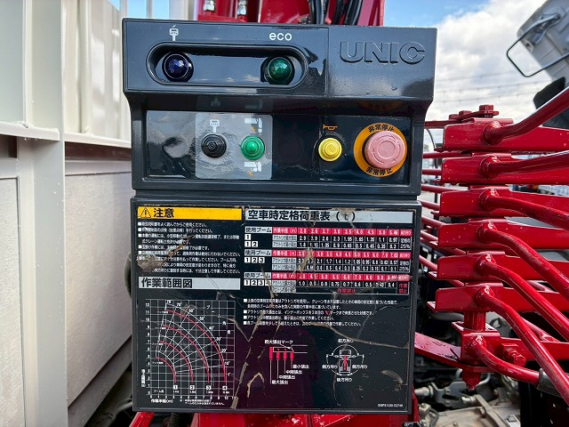 K-2117 2KG-FE2ABA  保証対象車両 H30 日野 増トンレンジャー 4段クレーン ワンオーナー フルキャブ/ベッド付き 古河ユニック UNIC 2.93t ラジコン フックイン 角足アウトリガー ジャッキ 240馬力 6速 MT マニュアル 7t 8t 14t 中型 大型 カーゴクレーン（48枚目）