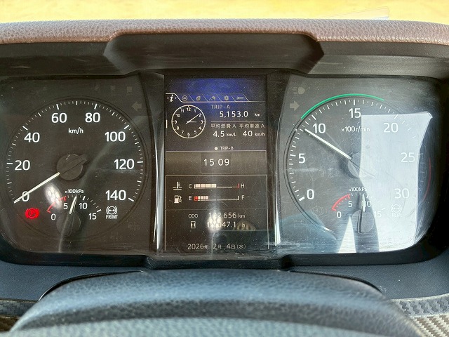 K2107 2KG-FD2ABA 保証対象車両 車検付 令和8年11月迄 H29 日野 レンジャー 4段クレーン ワンオーナー フルキャブ/ベッド付き 古河ユニック UNIC ラジコン フックイン 角足アウトリガー 6速 MT マニュアル 4t 8t 中型 カーゴクレーン（51枚目）