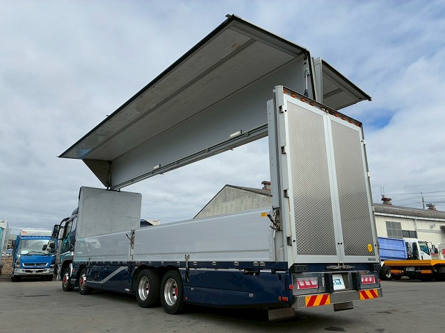 K-2140 2PG-FS74HZ H30 三菱ふそう スーパーグレート アルミウイング ワンオーナー 8×4 4軸低床2デフ 後輪エアサス パブコ エアロパーツ エアロ仕様 13.8トン積載 394馬力 シフトパイロット AT 10t 25t 大型 パネルウイング（7枚目）