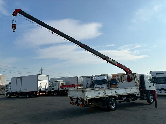 K2107 2KG-FD2ABA 保証対象車両 車検付 令和8年11月迄 H29 日野 レンジャー 4段クレーン ワンオーナー フルキャブ/ベッド付き 古河ユニック UNIC ラジコン フックイン 角足アウトリガー 6速 MT マニュアル 4t 8t 中型 カーゴクレーン（10枚目）