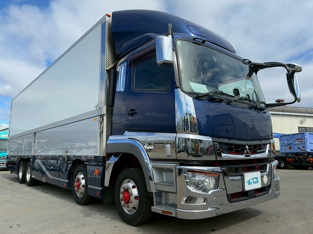 K-2140 2PG-FS74HZ H30 三菱ふそう スーパーグレート アルミウイング ワンオーナー 8×4 4軸低床2デフ 後輪エアサス パブコ エアロパーツ エアロ仕様 13.8トン積載 394馬力 シフトパイロット AT 10t 25t 大型 パネルウイング（10枚目）