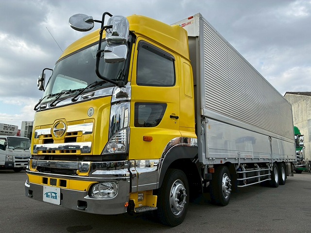 2174 QPG-FW1EXEG  H29 日野 プロフィア アルミウイング ハイルーフ 8×4 4軸低床2デフ 後輪エアサス 永久磁石式リターダ 背高 380馬力 E13C プロシフト AT セミオートマ 10t 25t 大型 バン 箱車（10枚目）