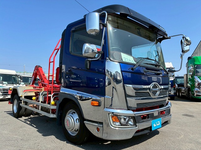 2184 2KG-FC2ABA  車検付 令和8年10月迄 R1 日野 レンジャー 脱着装置付コンテナ専用車 新明和工業 アームロール ツインホイスト リアジャッキ 210馬力 6速MT マニュアル 4t 8t 中型 特装車（20枚目）