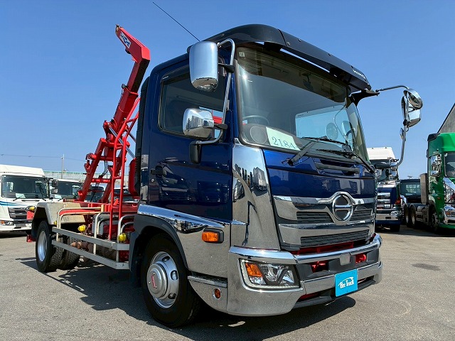 2184 2KG-FC2ABA  車検付 令和8年10月迄 R1 日野 レンジャー 脱着装置付コンテナ専用車 新明和工業 アームロール ツインホイスト リアジャッキ 210馬力 6速MT マニュアル 4t 8t 中型 特装車（3枚目）